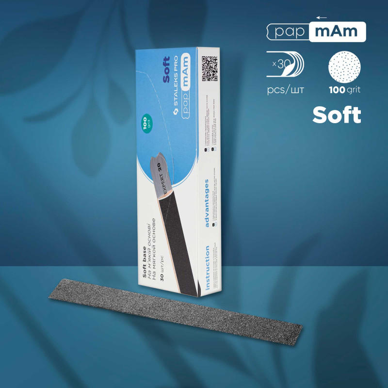 Disposable papmAm files for straight nail file (soft base) Staleks Pro Expert 20, 100 grit (30 pcs)