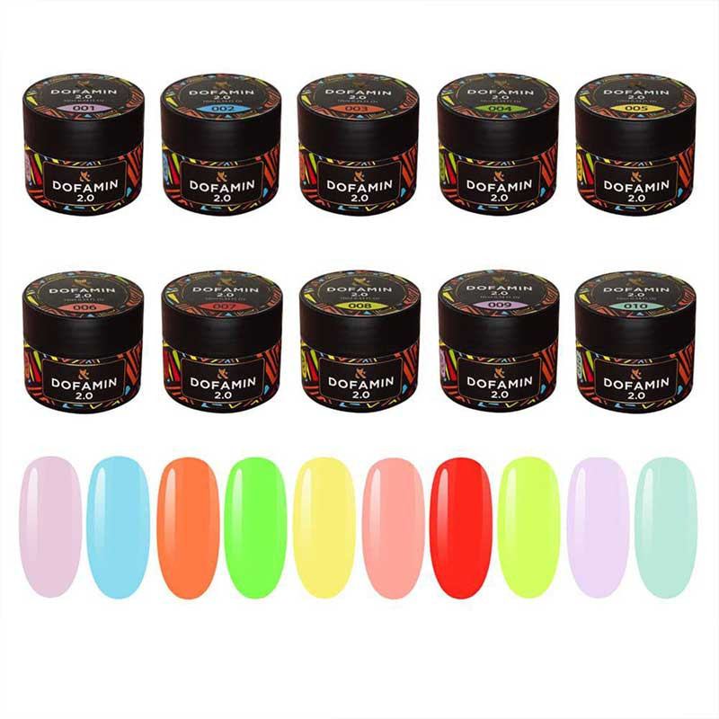 F.O.X Dofamin värviliste geel-laki baasikomplekt – 10 ml / 10 tk