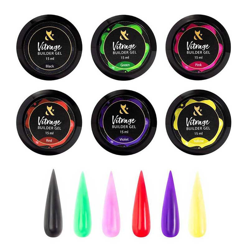 Komplektis 6 vitraaži geeli - Vitrage Builder Gel F.O.X