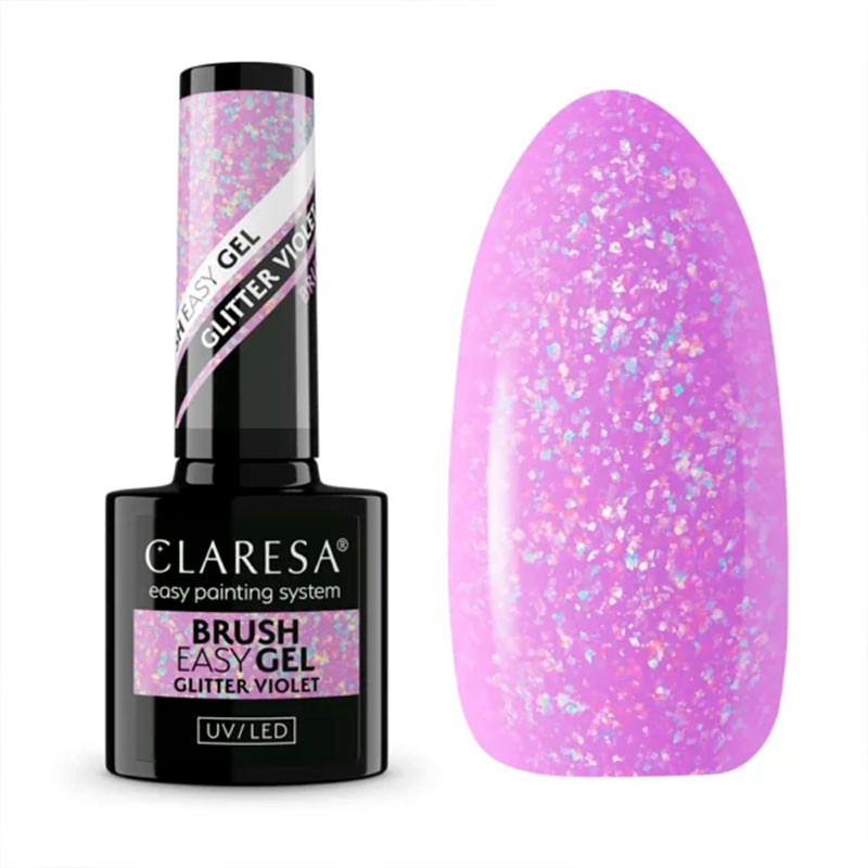 Brush Easy Gel Base Claresa Glitter Violet - 5 g