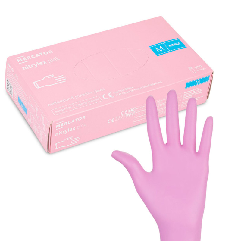 Nitriilkindad Mercator - roosa - M, 100 tk