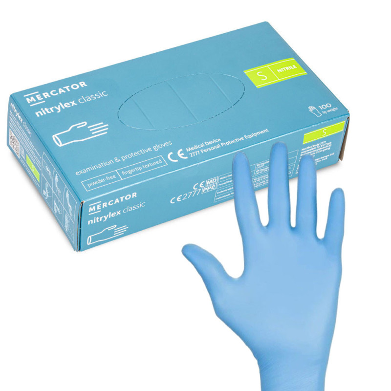 Nitriilkindad – Mercator – sinised – suurus S, 100 tk