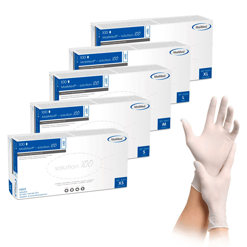 Nitriilkindad – MaiMed Solution100 – valge – M, 10 pakki