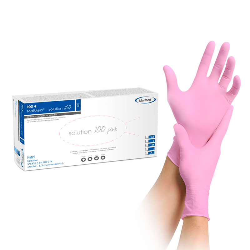 Nitriilkindad – MaiMed Solution100 – roosa – suurus S, 100 tk