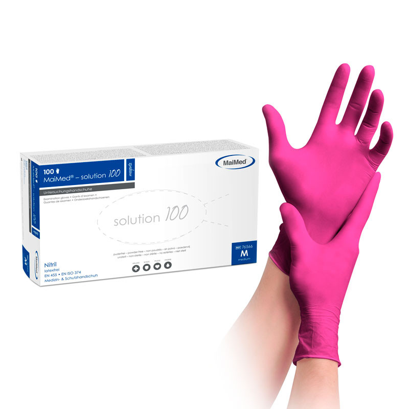 Nitriilkindad – MaiMed Solution100 – magenta – suurus M, 100 tk