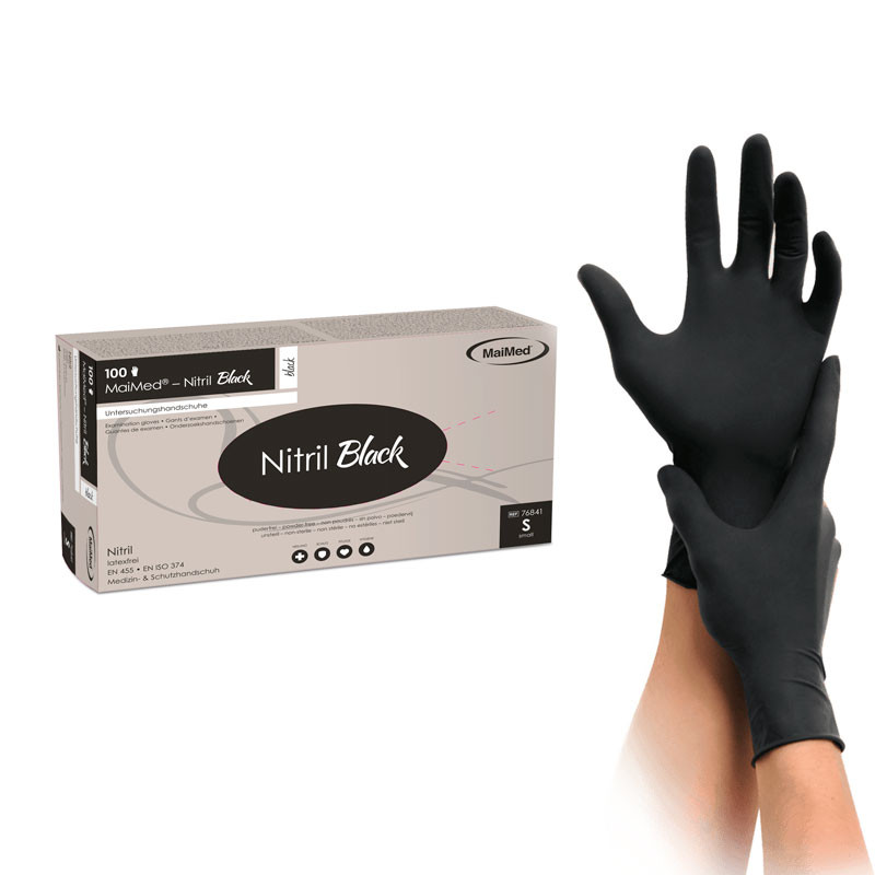 Nitriilkindad – MaiMed Nitrile – must – suurus S, 100 tk