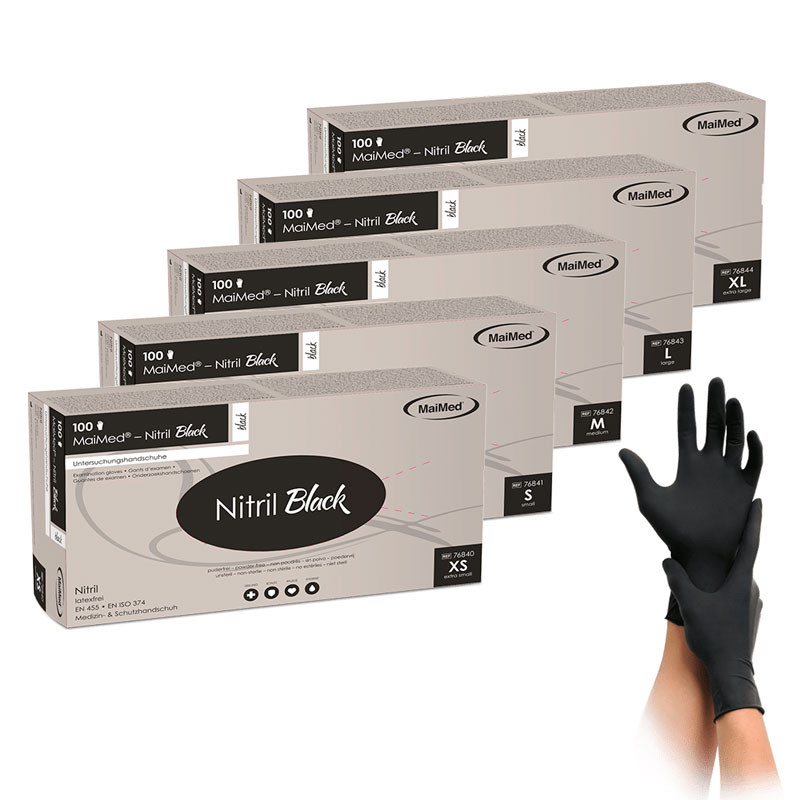 Nitriilkindad – MaiMed Nitrile – mustad – suurus S, 10 pakki (100 tk pakis)